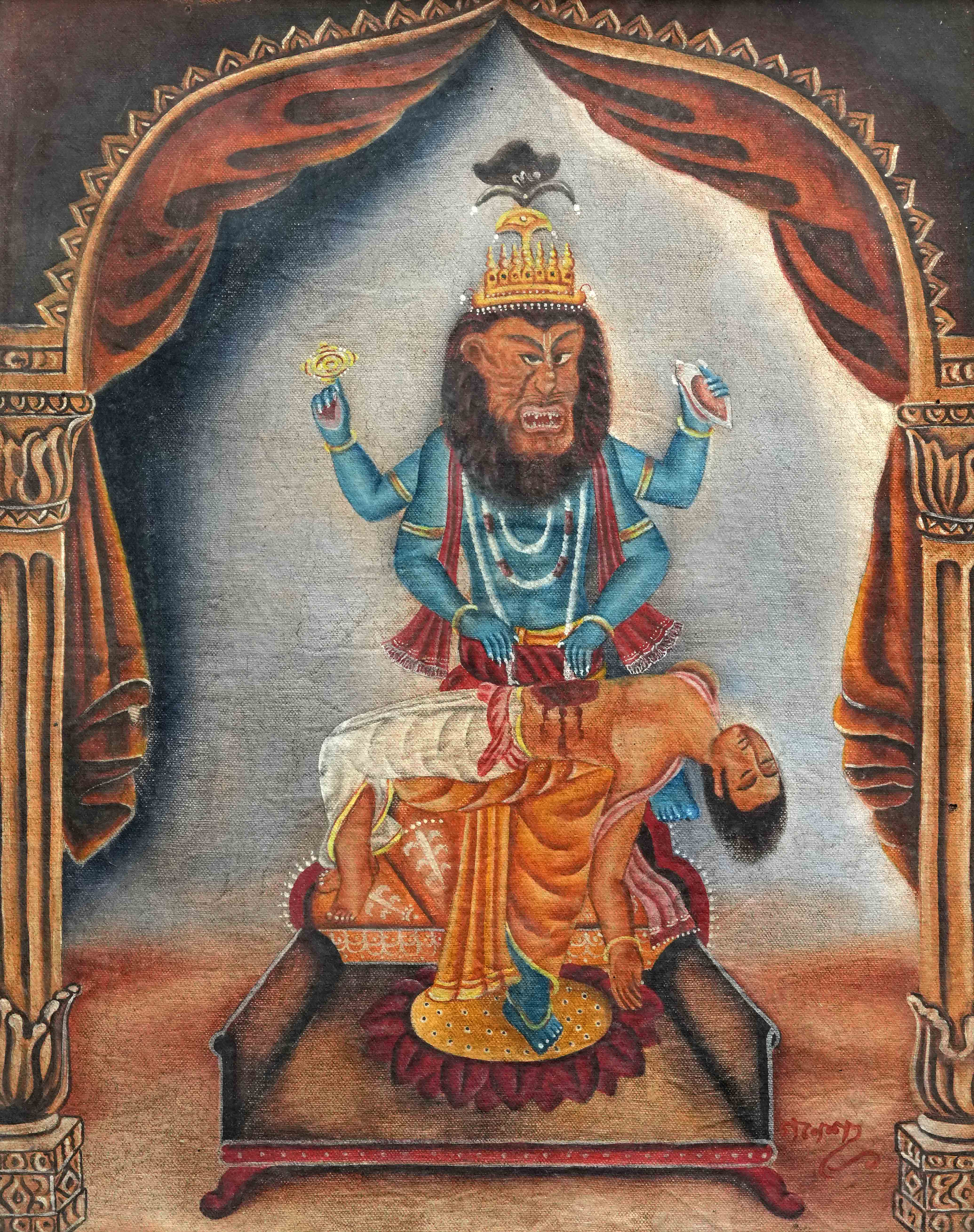 NARASIMHA AVATAR (EARLY BENGAL PAINTING)
