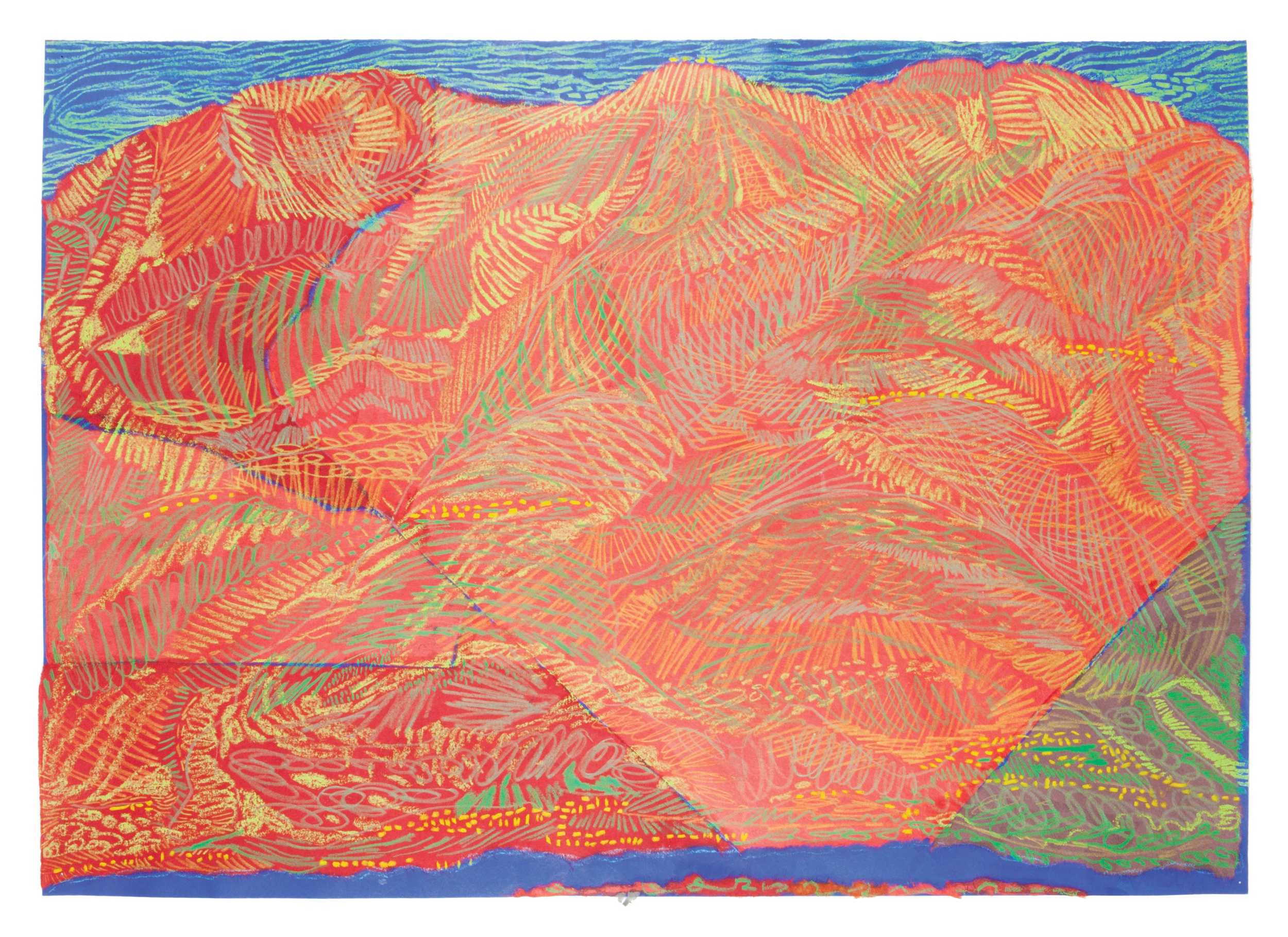 Mountain of knowledge, paper collage and drawing, 2